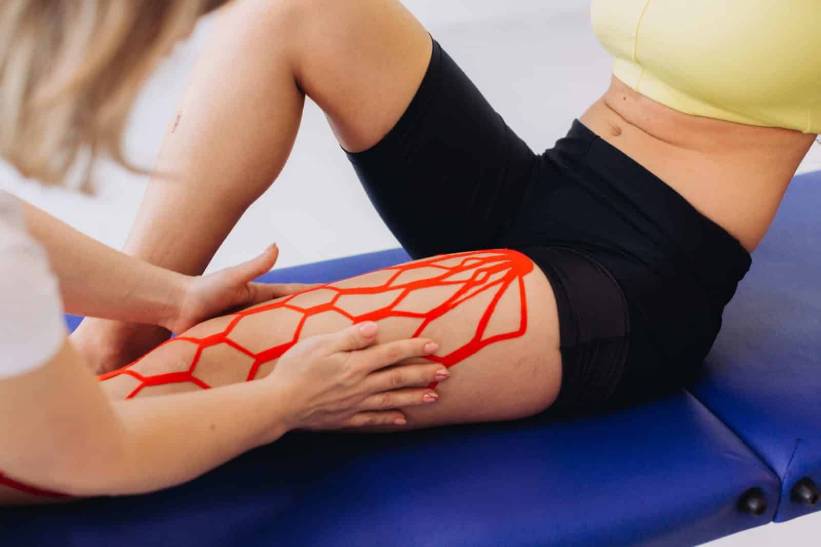 kinesiology tape for quad support, help with pain