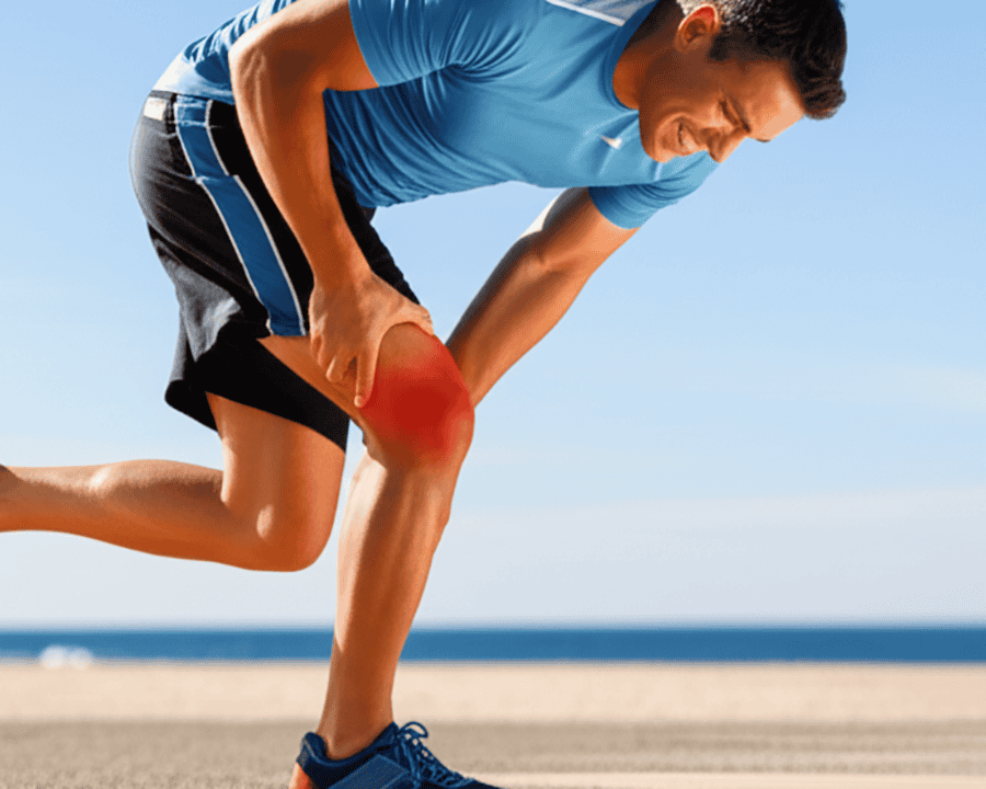 beach jogger with knee pain